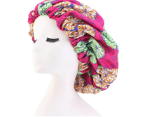 Load image into Gallery viewer, Pink Floral Bonnet Satin Lined Bonnet African print Afforable Bonnet Cheap Bonnet Bonnet for natural hair 
